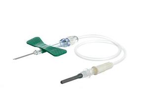 VACUETTE® Bezpečnostní křídlová kanyla+Luer adaptér, zelená, 21G, hadička 19 cm