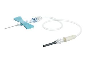 VACUETTE® Bezpečnostní křídlová kanyla+Luer adaptér, modrá, 23G, hadička 19 cm