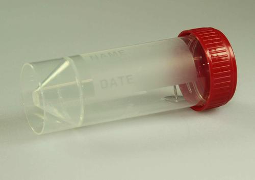 Odběrová nádobka 30 ml na sputum, červ. uzávěr,  sterilní