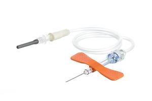 VACUETTE® Bezpečnostní křídlová kanyla+Luer adaptér, modrá, 25G, hadička 30cm